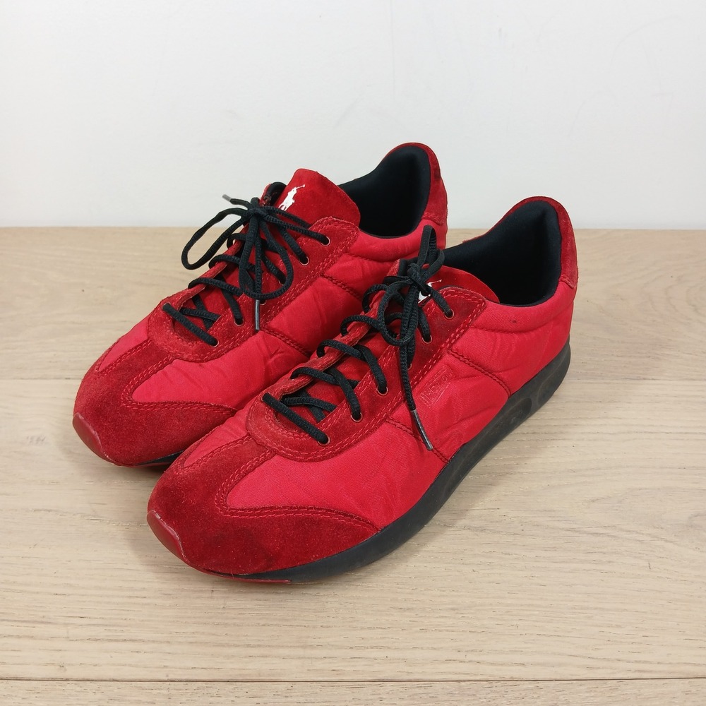 Polo Ralph Lauren Sneakers Womens 8.5 Red Suede Nylon Retro Runner Preppy Y2K